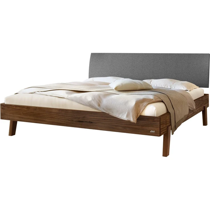 Hasena Massivholzbett Lorenzo Nussbaum geölt gepolstert 180x210 cm, Fußhöhe 20 cm – Trento – Bild 1