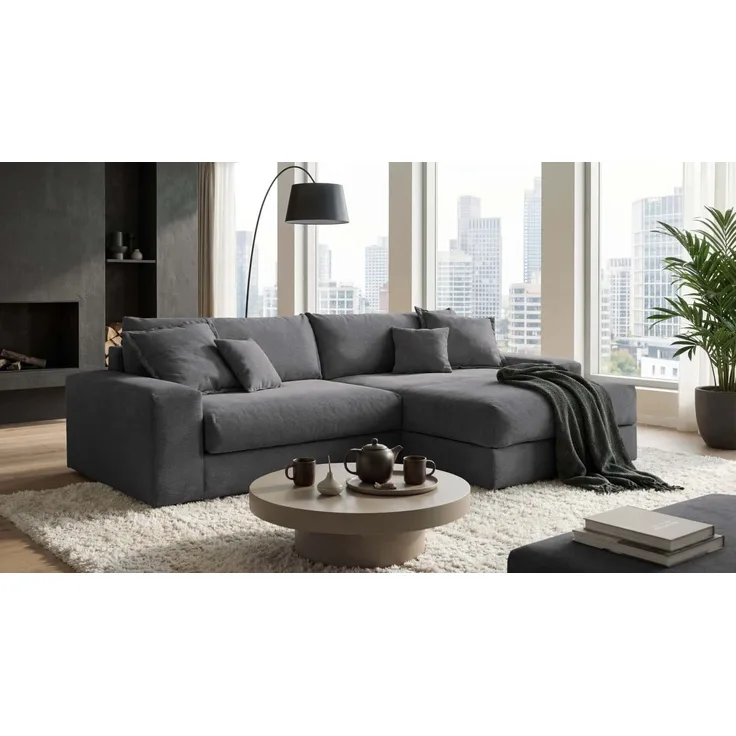 Ecksofa Kamil von Ed Exciting Design im Fjord Cordbezug mit optionalem Hocker