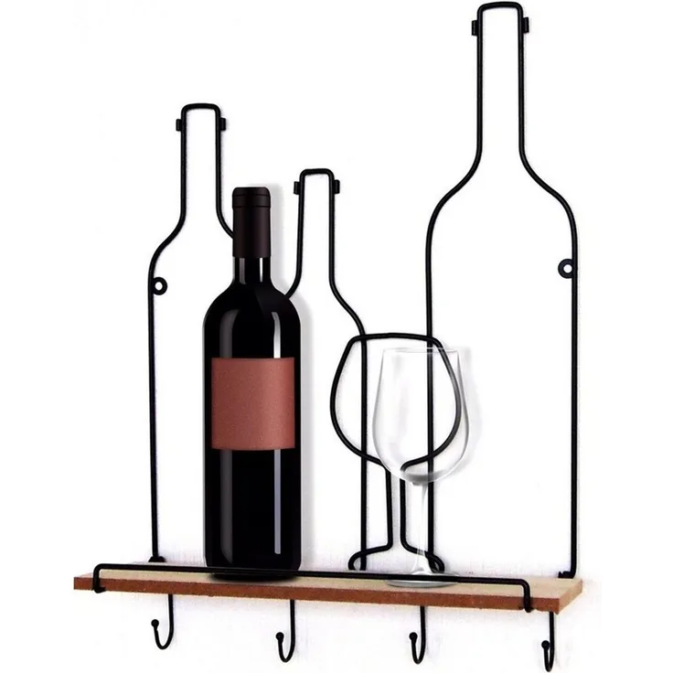 HTI-Line Wandregal Wandboard Vino Viola, Stück 1-tlg, Wandregal Weinmotiv Hakenleiste