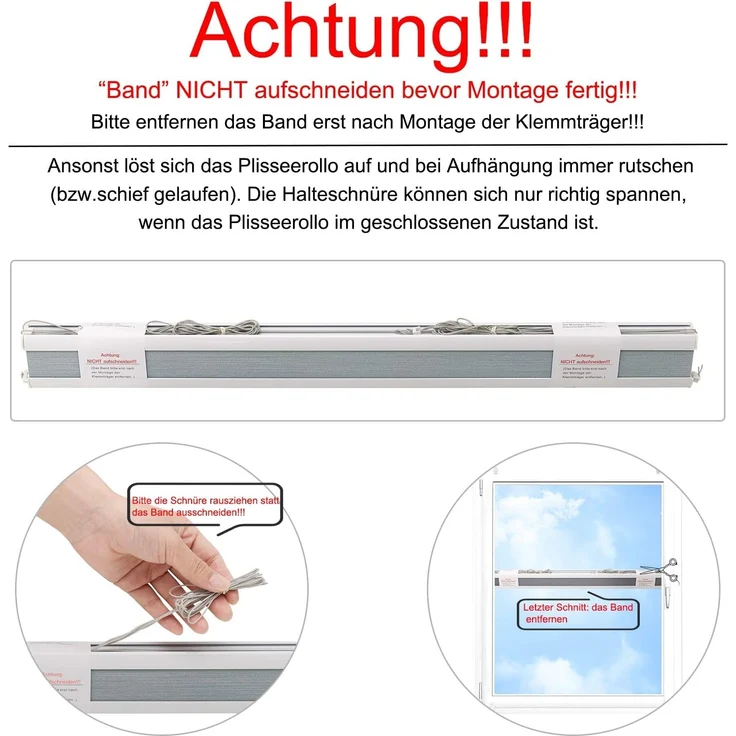 WOLTU Wabenplissee ohne Bohren Verdunklung Thermo Doppelplissee Klemmfix Zweifarbig 75x120 cm Grau-Weiß, Plissee Faltrollo Sonnen-, Sicht- & Schallschutz, Jalousie Plisseerollo für Fenster & Tür – Bild 8