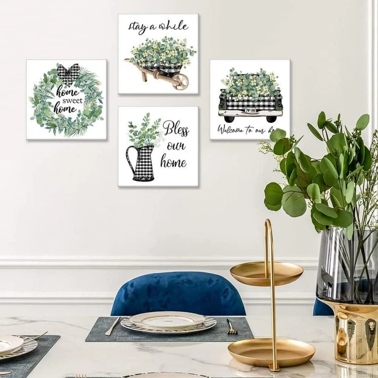 Leinwandbilder 4 Teilig Wandbild Kunstdruck Sweet Home Theme 30x30cm – Bild 3