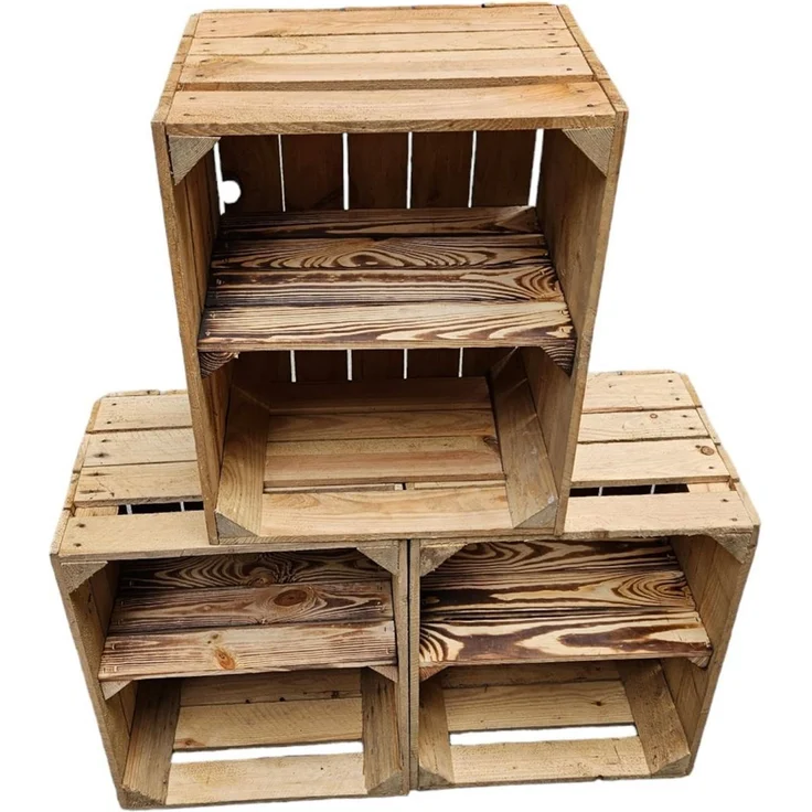 Holzkisten Vintage 3er Set 50 x 40 x 30cm Ablage kurz – Bild 2