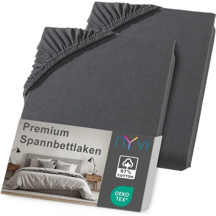 NYVI Spannbettlaken Spannbettlaken DreamScience Premium für Boxspringbetten bis 32 cm, Jersey-Elasthan, Gummizug: rundum, (2 Stück), Komfort Spannbetttuch, 190g/m², Einlaufschutz, Bügelfrei, mit Gummizug – Bild 5