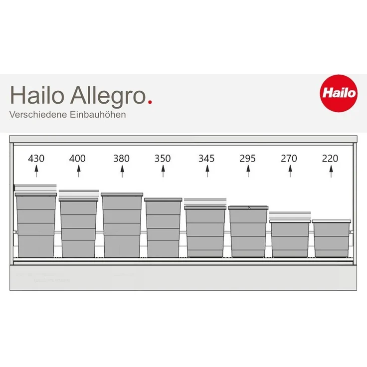 HAILO Abfallsorter 3301631 ALLEGRO 295 18/8/8/D dunkelgrau mit 34 Liter Abfallvolumen für 60 cm Schrankbreite – Bild 2
