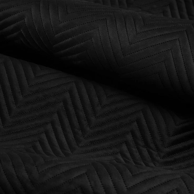 Tagesdecke Velours Samtdecke Gesteppt Steppdecke Klassische Decke SOFIA schwarz 220x240 cm schwarz – Bild 6