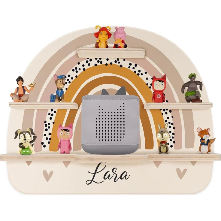 Kidsmood - Tonie Regal personalisiert mit Namen – Wandregal für Toniebox 2 & Figuren | Abgerundete Ecken & Kanten Inkl. Metallplättchen für Tonie Hörfiguren | Kinderzimmer Regal für Mädchen & Jungen – Bild 1