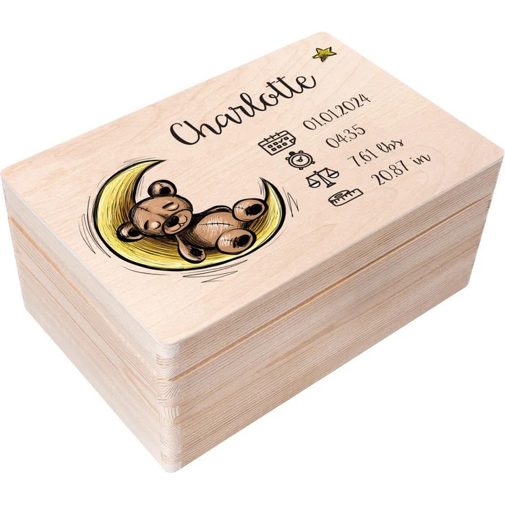 Creative Deco Erinnerungsbox Baby Personalisiert mit Namen 30 x 20 x 14 cm