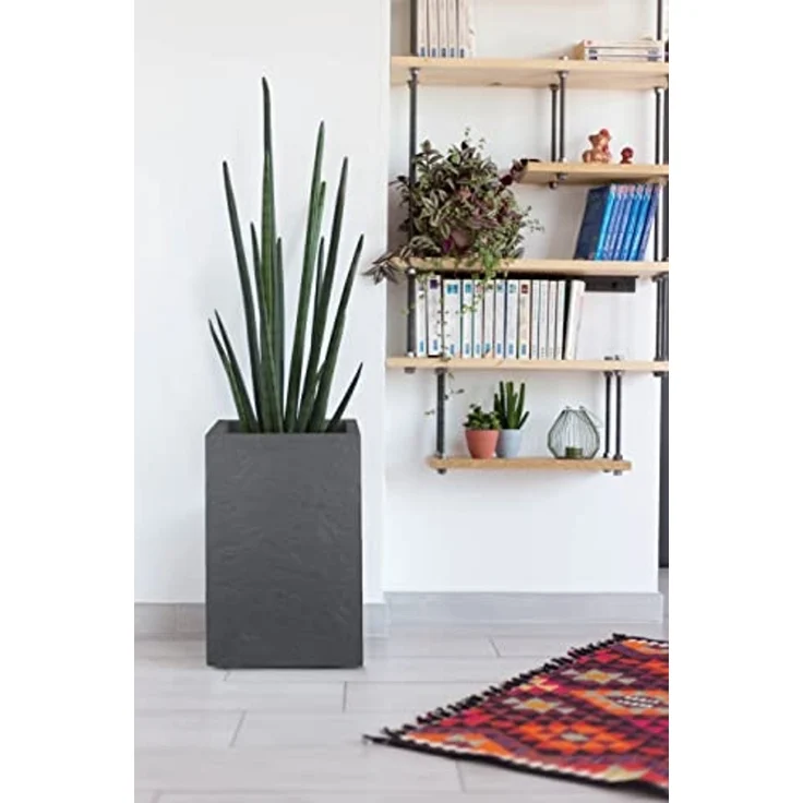 ONDIS24 Blumentopf Pflanzkübel Vulkan, 36L Pflanzvolumen, rechteckig, Blumenkasten, mit Wasserspeicher in Schieferoptik, Balkon Terrasse, Blumenkübel – Bild 3