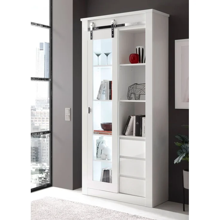 Vitrine Miami in weiß Hochglanz 93 x 201 cm – Bild 6
