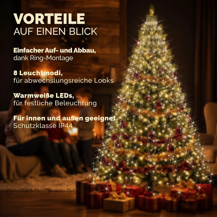 Monzana® Weihnachtsbaumbeleuchtung mit Ring 2m LED Lichterkette – Bild 9