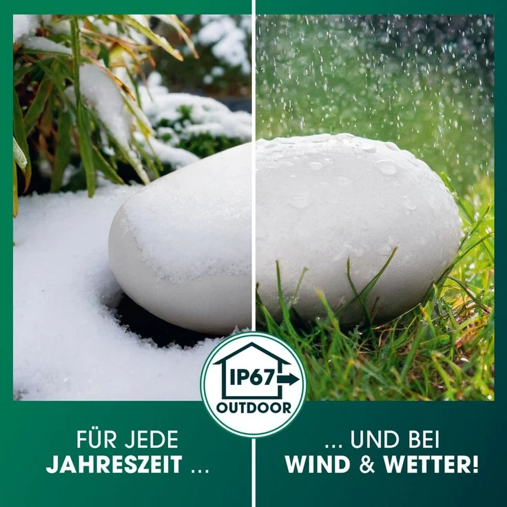 EASYmaxx Solar-Deko-Stein 40 x 30 x 16 cm IP67 | Gartenleuchte Deko-Stein mit LED Beleuchtung und Farbwechsel | Moderne Außen-Garten-Lampe, Dekoleuchte | Witterungsbeständig IP67, Fernbedienung – Bild 3