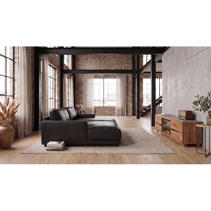 KAWOLA Big Sofa MARLIN Lederfaserstoff schwarz 80 x 168 x 262 cm – Bild 5