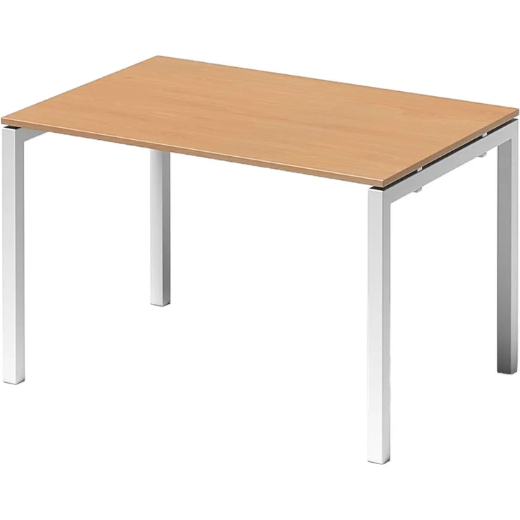 Bisley Cito Schreibtisch 120x80 cm, Tischplatte in Buche, U-Gestell in Weiß - Bürotisch & Computertisch, PC Tisch für's Büro, Arbeitshöhe: 74 cm, DUF1208-BC-396