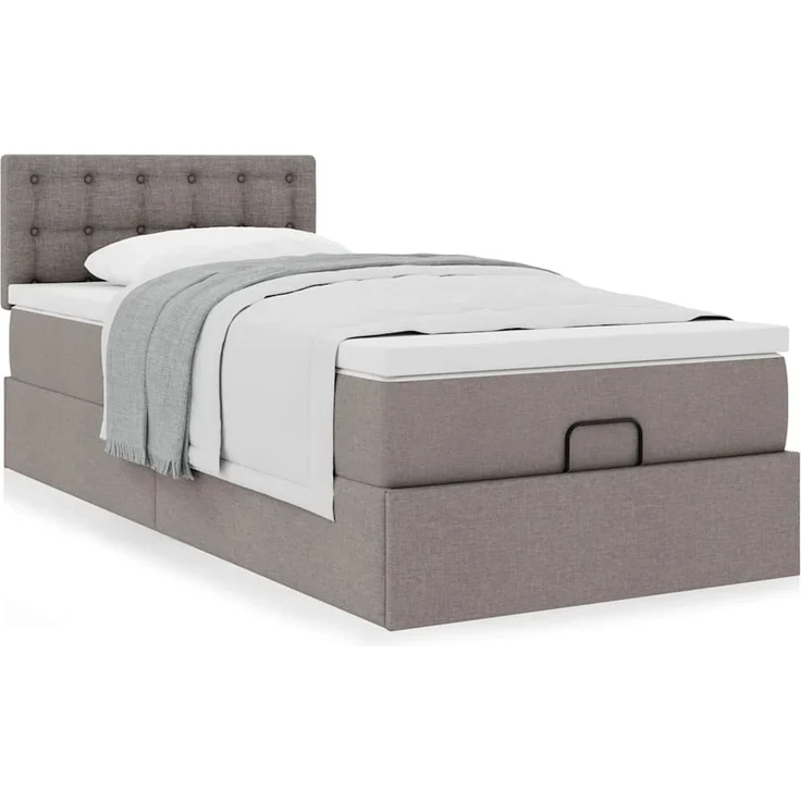 vidaXL Ottoman-Bett mit Matratze Taupe 100x200 cm Stoff 3311605 – Bild 12