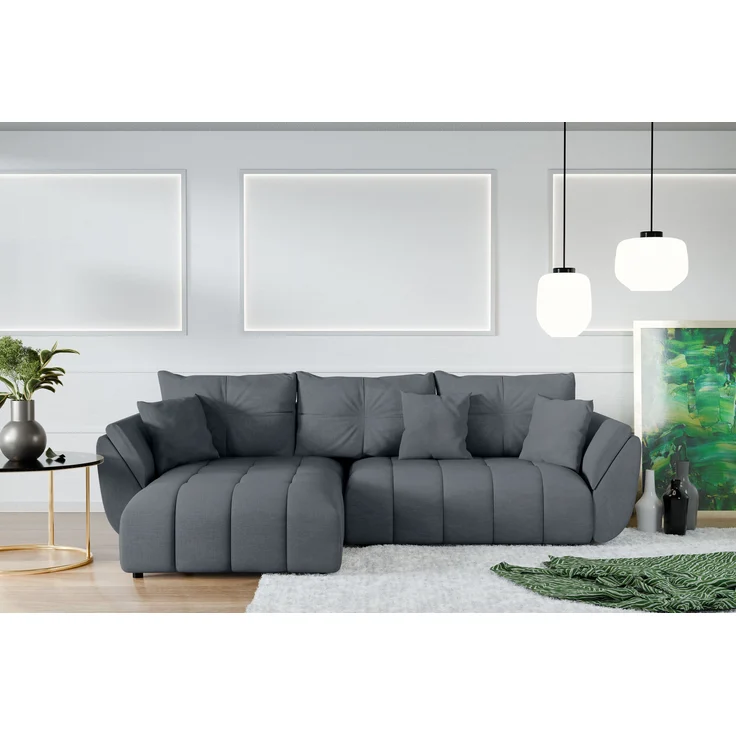 AX LIVING L Form Ecksofa grau Verciani Schlaffunktion Bettkasten 280cm – Bild 3