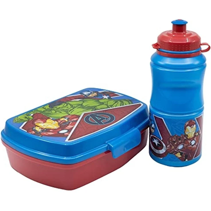 Pausen Set Marvel Avengers 2tlg. Brotdose und Trinkflasche Geschenkset – Bild 1