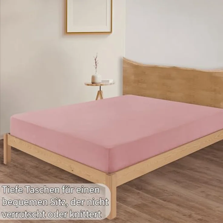 Jersey Spannbettlaken Baumwolle 90x200+30 cm, diverse Farben Altrosa – Bild 5