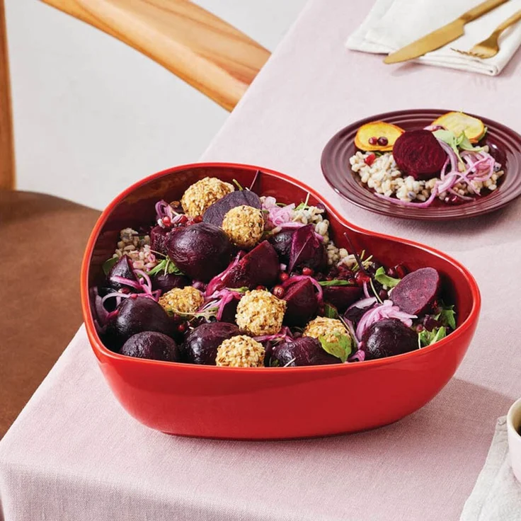 LeCreuset Servierschale in Herzform Steinzeug 30cm | Kirschrot : Kirschrot – Bild 2