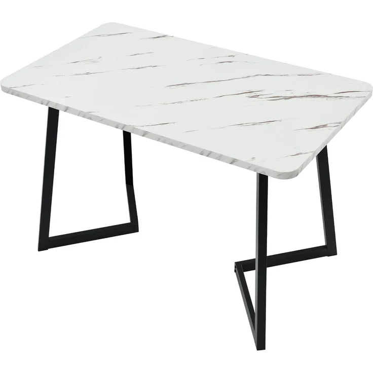 Merax Essgruppe, (Set, 5-tlg, Tisch mit 4 Stühlen), Esstisch und 4 Esszimmerstuhl Set Polsterstühle Küchetisch Marmoroptik, Grau – Bild 8