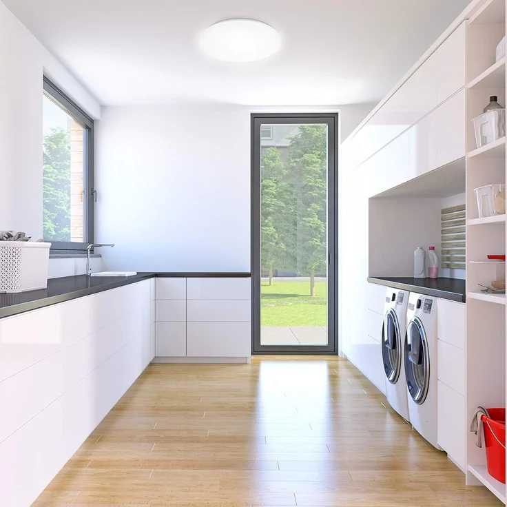 B. K. Licht - Deckenlampe mit neutralweißer Lichtfarbe, 12 Watt, 1200 Lumen, LED Deckenleuchte, LED Lampe, Wohnzimmerlampe, Schlafzimmerlampe, Küchenlampe, Deckenbeleuchtung, 27,8x6,5 cm, Weiß – Bild 4