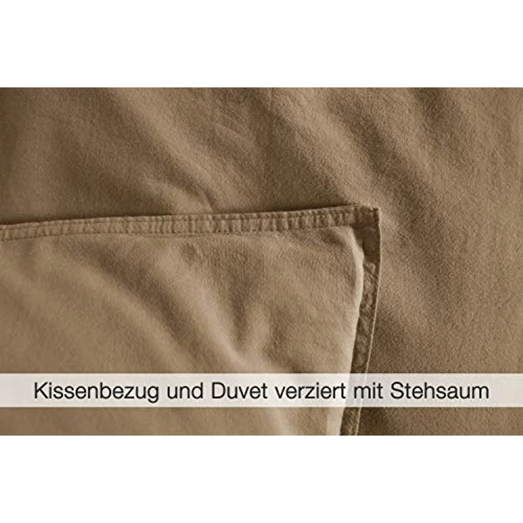 Bettwäsche Lissabon, Renforcé (Bio-Baumwolle), 2 teilig, unifarben, stonewashed und in vielen Farben – Bild 4