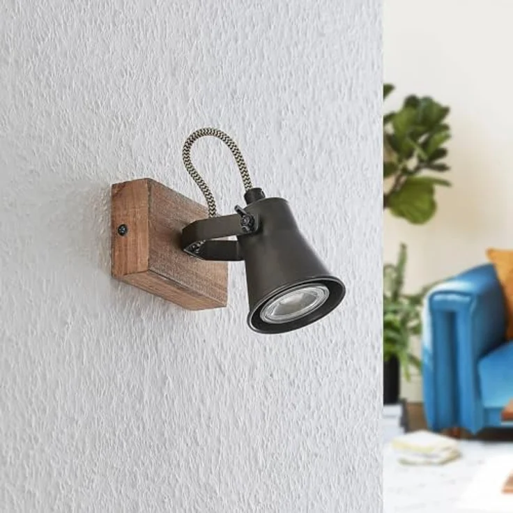 Lindby Strahler Grandesa, Deckenleuchte im Retro Vintage Antik Design aus Holz, 1-flammig GU10, ideal für Wohnzimmer und Esszimmer – Bild 4