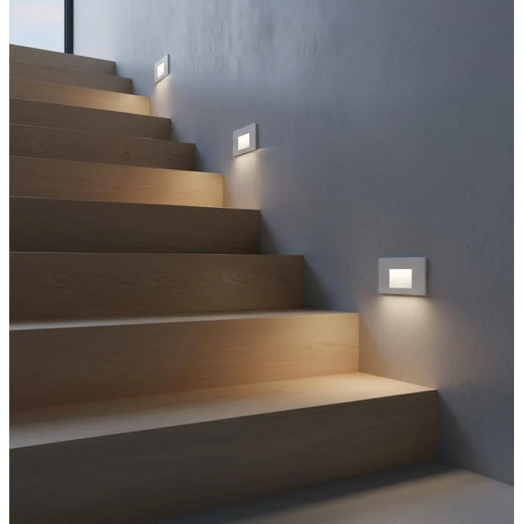3W LED Treppenlicht Treppenbeleuchtung Treppenleuchte Stufenlicht Stufen Leuchte Eckig Weiß – Bild 1