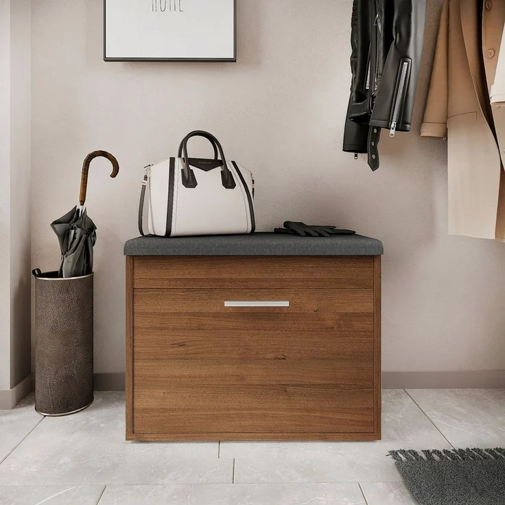 KOMTO Schuhregal Schuhbank mit Sitzfläche und Klappe – Bild 2