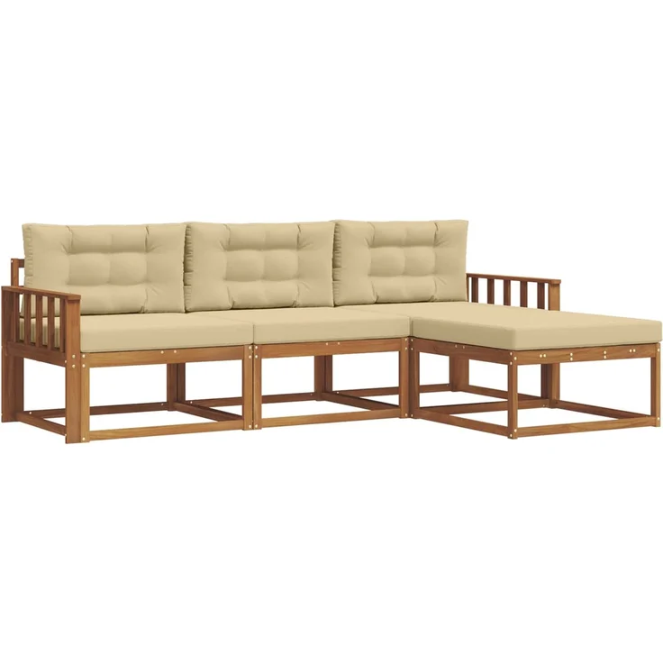vidaXL Outdoor-Sofagarnitur 4 stk. 4-Sitzer Natur und Beige 3367401 – Bild 2