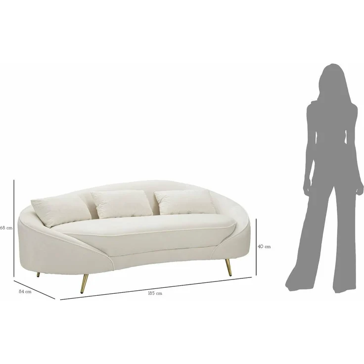 Dmora Sofa 3-Sitzer Pace 185x84 cm Weiß, Kissen Inklusive – Bild 2