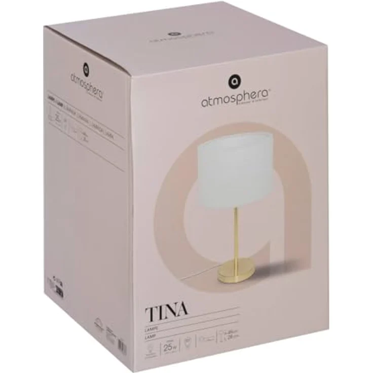 Atmosphera Tischlampe Tina Doré, 49 cm hoch mit Boucle-Schirm aus Metall und Polyester, elegante Nachttischlampe – Bild 2