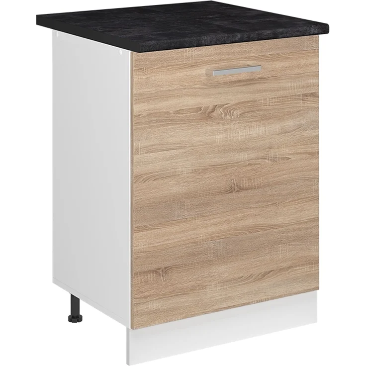 Küchenunterschrank R-Line Sonoma/Weiß 60 cm mit 1 Tür Arbeitsplatte Anthrazit Vicco – Bild 1