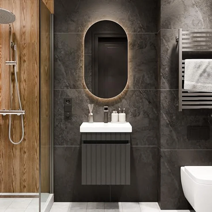Planetmöbel Badmöbel-Set Cosmia, (Waschbecken mit Unterschrank, 1-St, Waschtisch mit Schublade), Bad Möbel für Gäste WC & Bad – Bild 2