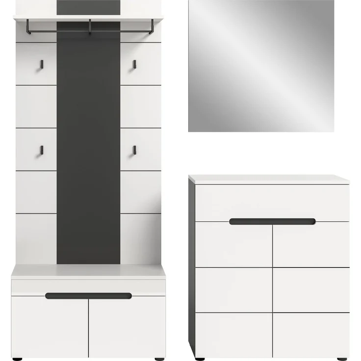 Garderobenkombination (B/H/T: 175x190x37 cm) in weiß Nachbildung – Bild 2