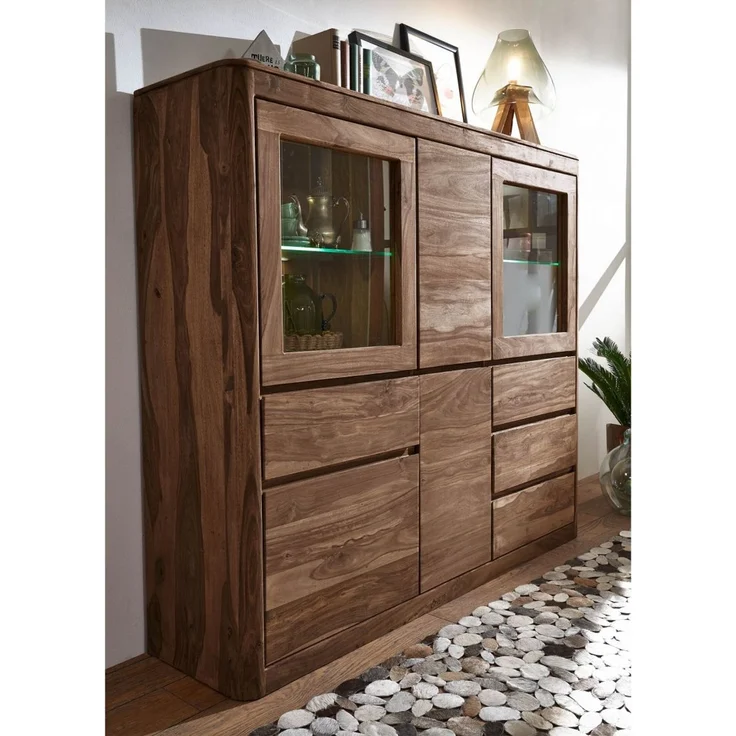 Highboard Sheesham 166x40x145 smoked cherry gebeizt TORONTO #104 – Bild 2