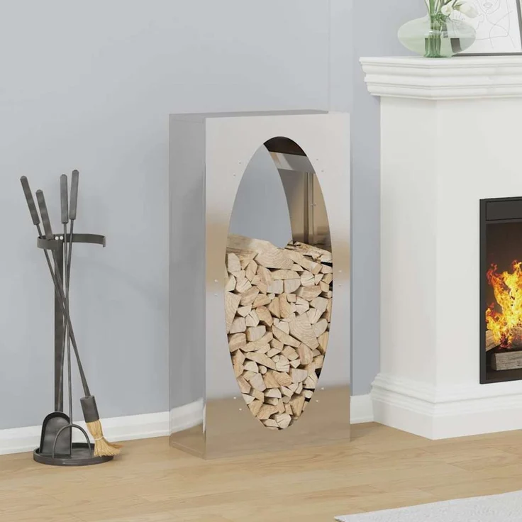 vidaXL Brennholzregal 50x23x100 cm Edelstahl 864185 – Bild 1
