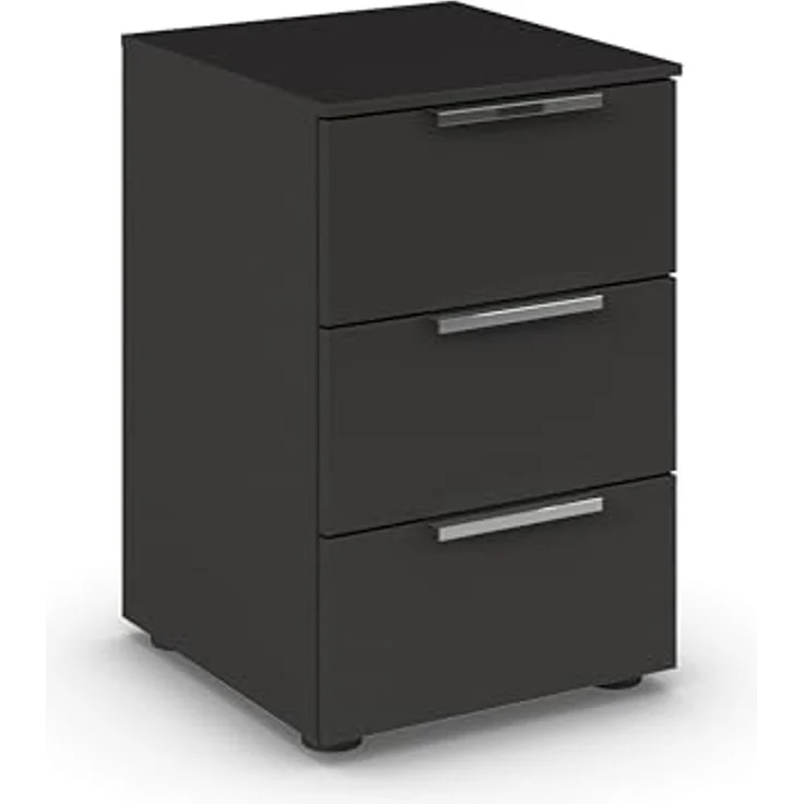 Rauch Möbel Flipp, Nachttisch für Schlafzimmer, Kinderzimmer, Wohnzimmer, Jugendzimmer, Flur, Garderobe, 3 Schubladen, mit Softclose-Funktion, Farbe Schwarz, Breite 40 cm – Bild 1