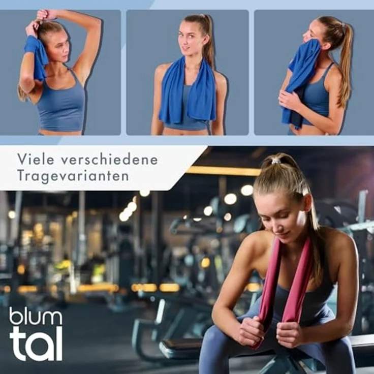 Blumtal Sporthandtuch mit Kühlfunktion aus Mikrofaser, 100x30 cm, (3-St), kühlend – Bild 5