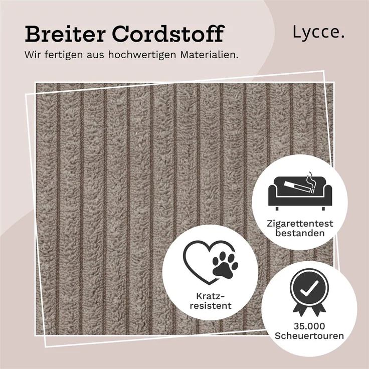 Lycce Kopfstütze Wandkissen Cord - Wandpolster Kopfteil Betten & Rückenkissen Sitzbank, (1 St) – Bild 6