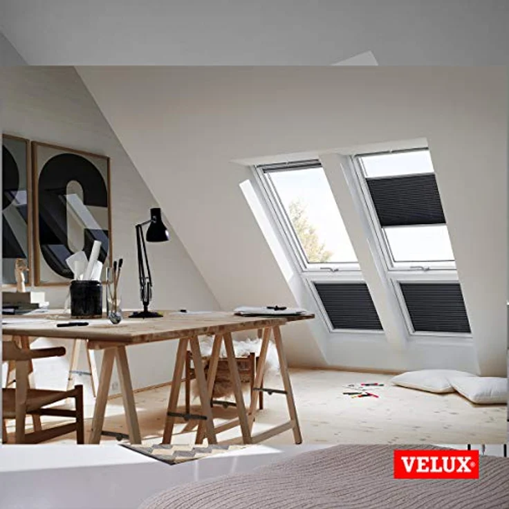 Velux Dachfensterplissee FHL S08 1016S, manuell, Farbe Weiß - 1016S, Aluminium Schiene, stufenlos positionierbar – Bild 8