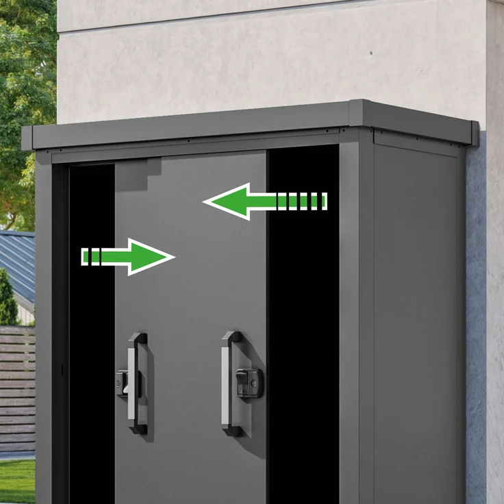 GFP Geräteschrank Metall 135x55x112 cm Gartenschrank Schiebetür anthrazit inkl. Fußboden – Bild 11