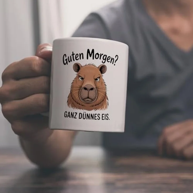 speecheese Tasse Guten Morgen? Capybara Ganz Dünnes Eis Kaffeebecher – Bild 2