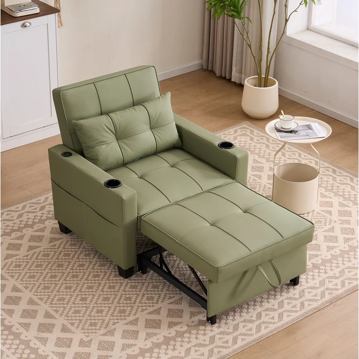 Schlafsessel 3-in-1 74cm×87cm×84cm in Avocado als Sessel, Liegestuhl und ausziehbares Schlafsofa – Bild 1