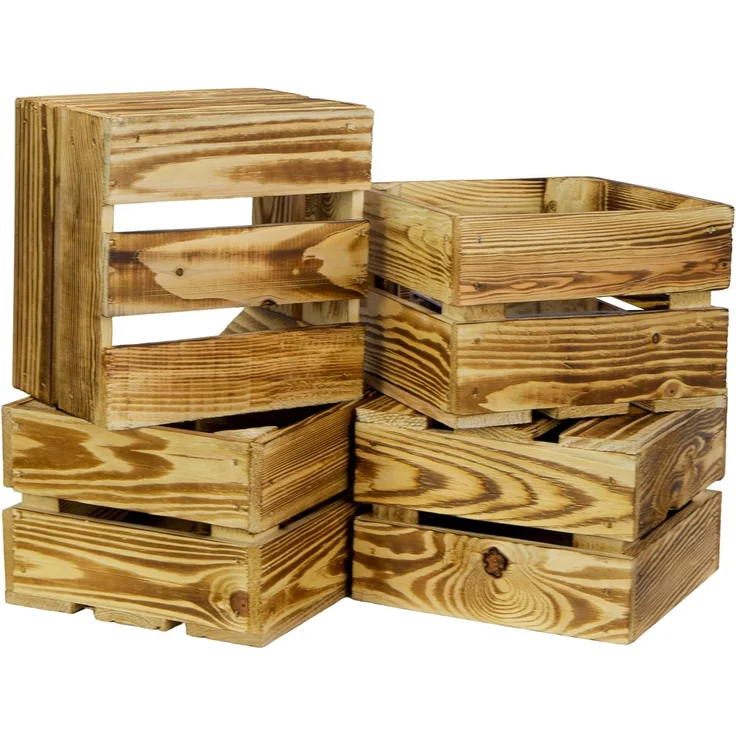 Kistenkolli Altes Land Allzweckkiste 3 x Schuhschrank Schuhregal aus geflammten Holzkisten Schuhablage für (Spar-Set) – Bild 2