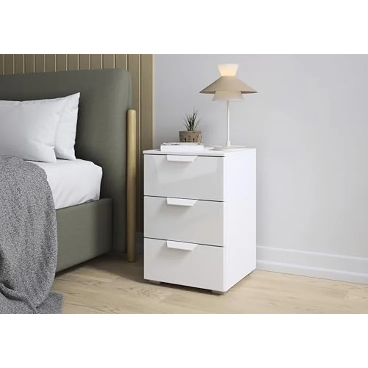 rauch Aditio Box, Nachttisch, 2 Schubladen, mit Glasfront, mit Softclose-Funktion, Farbe Weiß, BxHxT 40x61x42cm – Bild 2