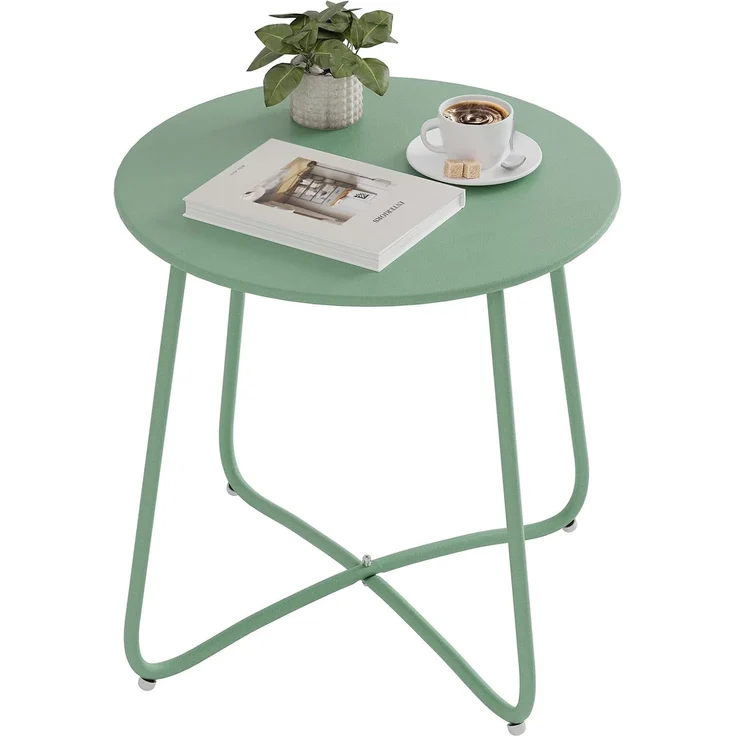 eSituro Beistelltisch rund, Balkontisch Gartentisch, Kaffeetisch Couchtisch Sofatisch Wohnzimmertisch, Kleiner Tisch für Wohnzimmer Balkon Terrasse Garten, aus Metall, φ45xH45 cm, Grün – Bild 1