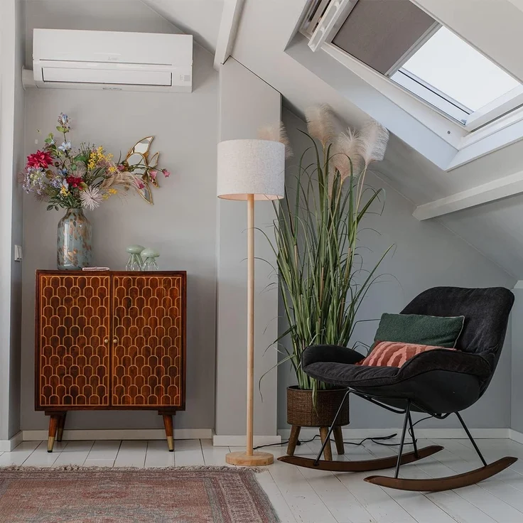 Qazqa Stehlampe Mels, ohne Leuchtmittel, E27, Naturel, Landhaus, Holz, 1-flammig – Bild 2