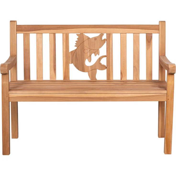 Teakholz Gartenbank Fisch 120 cm – Bild 2