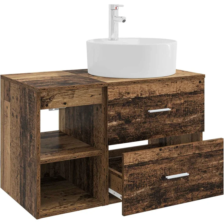 vidaXL Badezimmerschrank-Set 2 stk. Altholz 79,5 x 44,5 x 76 cm 3403910 – Bild 4