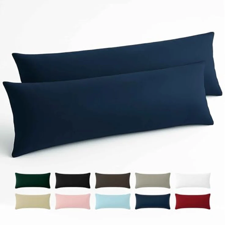 Kissenbezug 40x145 Baumwolle Renforcé (2er-Set) - Dunkelblau - Dicht gewebt mit 57 Fäden/cm² - Kissenbezug 40x145 cm - Oeko Tex Zertifiziert - Dreamzie – Bild 2
